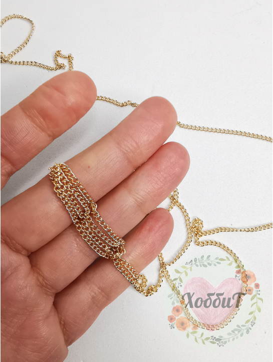 Цепь декоративная без карабина "Сердце" 1,1*1,1*1мм (золото), метр
